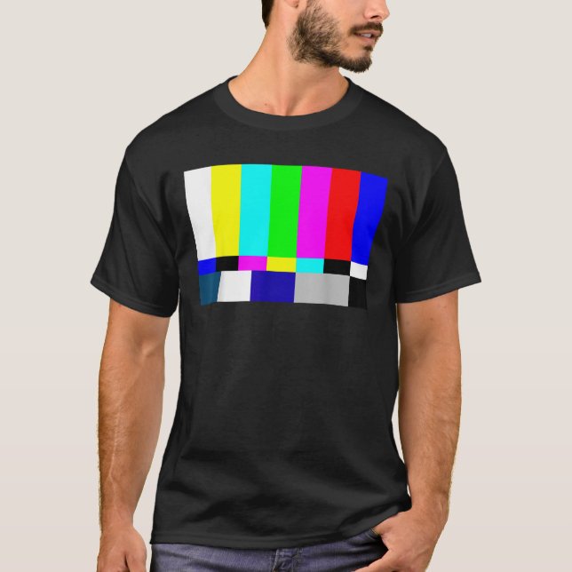 Off Air TV Farbbars Unisex Erwachsene Schwarze Kle T-Shirt (Vorderseite)