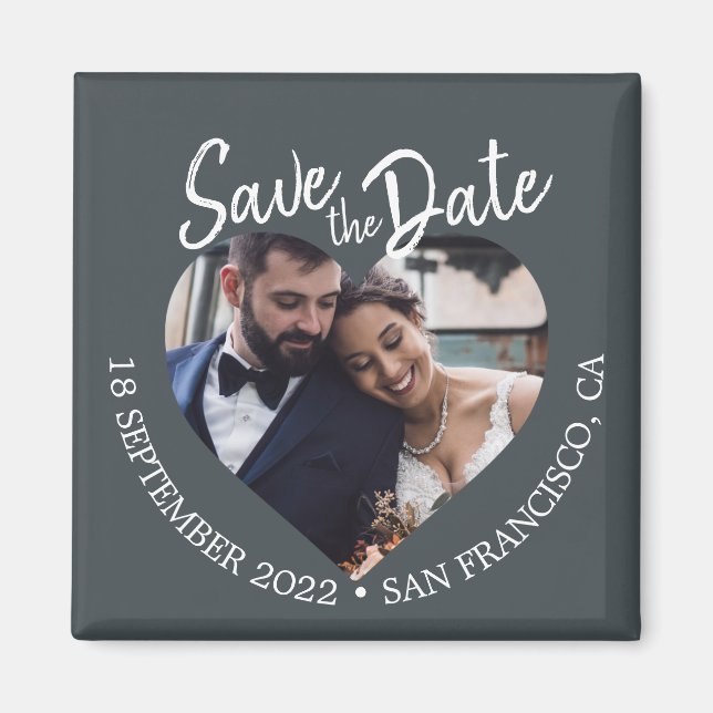 Off-Black Foto Moderne Schrift Save the Date Magnet (Vorne)