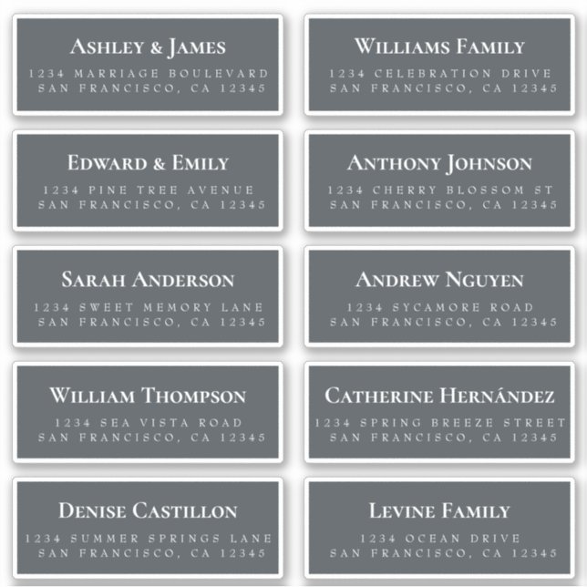 Off-Black Guest Address Labels ORDER 6" oder 8"! (Vorderseite)