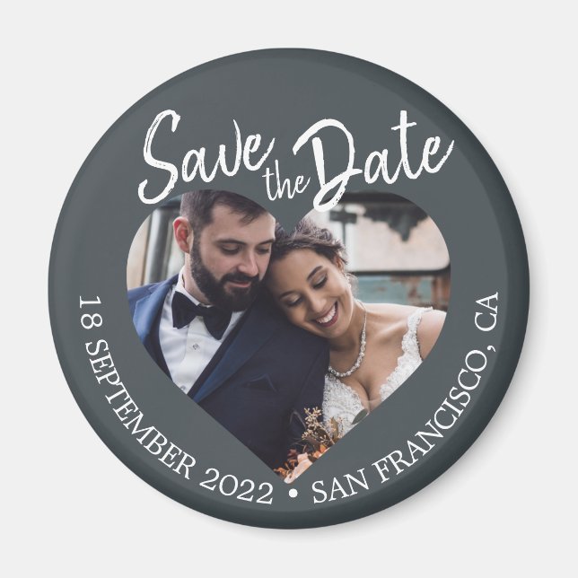 Off-Black Photo Modern Script Save the Date Magnet (Vorne)