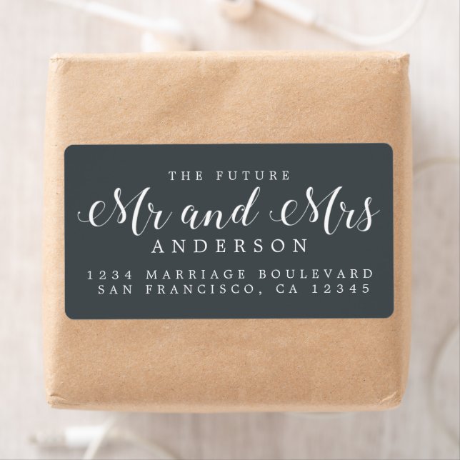 Off-Black Script Future Mr Mrs Return Address (Insitu)