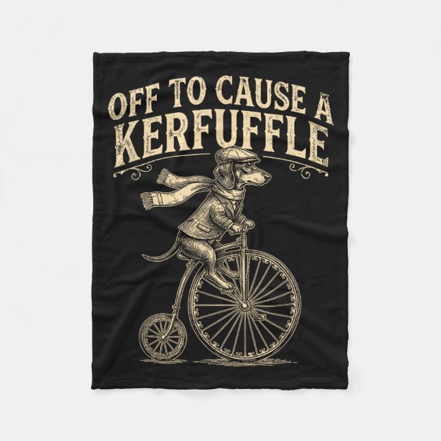 Off Cause Kerfuffle Dachshund Dog Illustration Fleecedecke (Vorderseite)