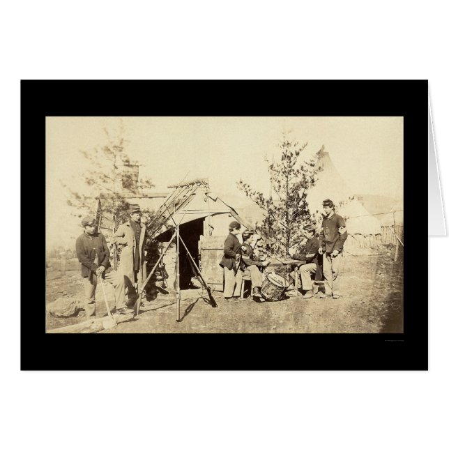 Off Duty Drummer Boys spielen Karten 1862 (Vorderseite (Horizontal))