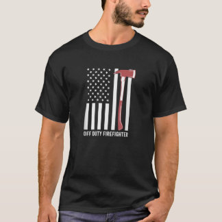 Off Duty Firefighter Red Line Strip Flag Amerika T-Shirt
