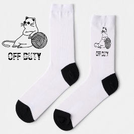 Off Duty Lazy Cat - Cute and Funny Bored Cat Two-T Socken