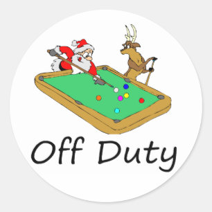 Off Duty Santa (Pool spielen) Runder Aufkleber