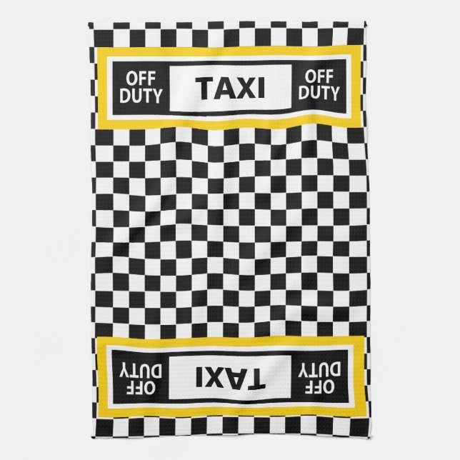 Off Duty Taxi Fahrer New York Yellow Cab Geschirrtuch (Vertikal)