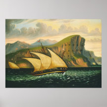 Off Gibraltar - Thomas Chambers Fine Art Poster