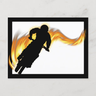 Off Road Dirt Bike mit Flammen Postkarte