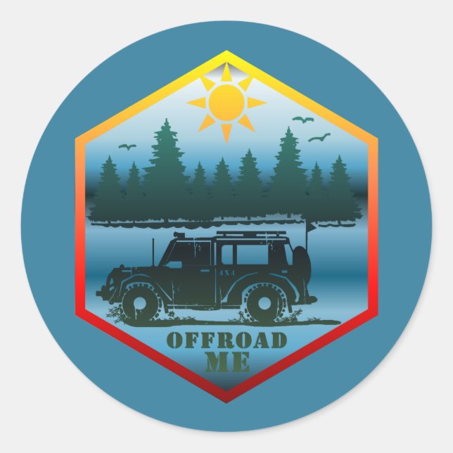 OFF ROAD ME Wilderness Blue Runder Aufkleber (Vorderseite)