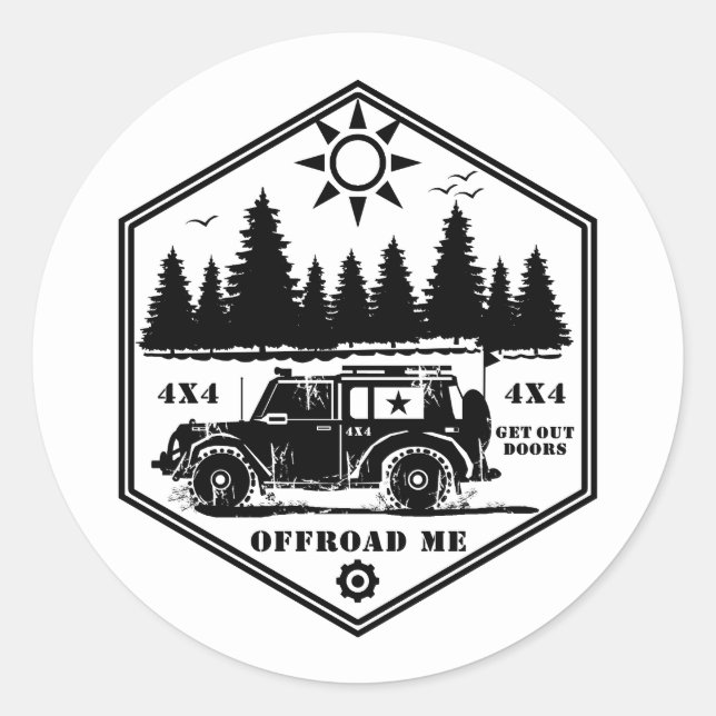 OFF ROAD ME Wilderness BW Classic Round Aufkleber (Vorderseite)