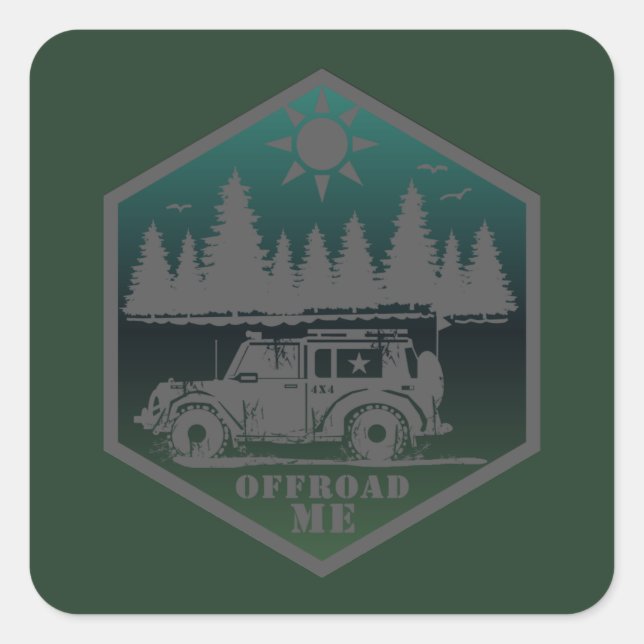 OFF ROAD ME Wilderness Quadratischer Aufkleber (Vorderseite)
