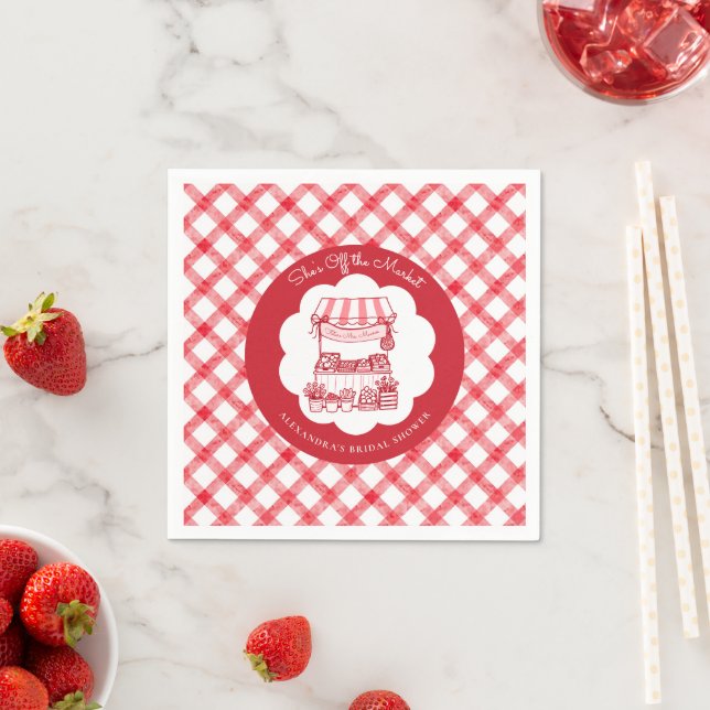 Off the Market Farmers Red Modern Bridal Shower Serviette (Beispiel)