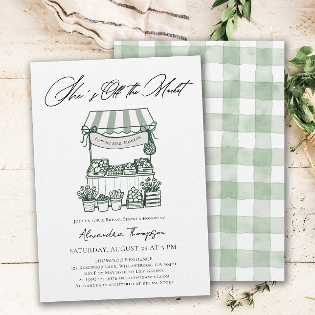Off the Market Modern Calligraphy Bridal Shower Einladung (off the market bridal shower invitation farmers stand hand drawn modern elegant calligraphy)