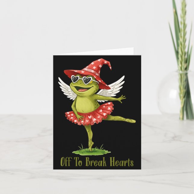 Off To Break Hearts Funny Frog Valentines Women Gi Karte (Vorderseite)
