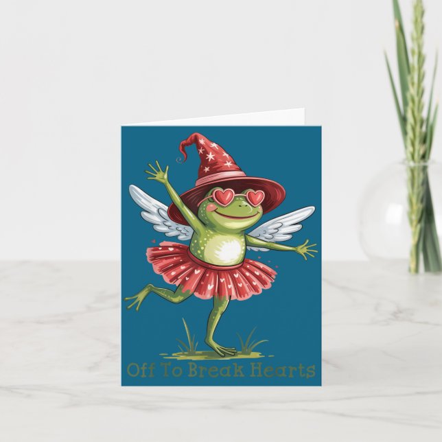 Off To Break Hearts Funny Frog Valentines Women Gi Karte (Vorderseite)