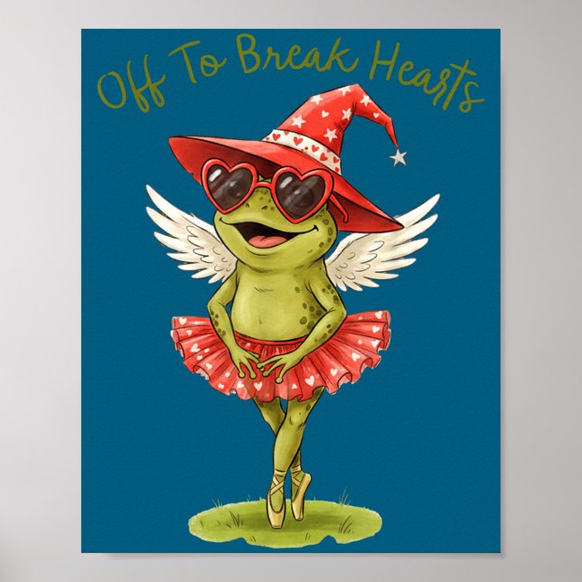 Off To Break Hearts Funny Frog Valentines Women Gi Poster (Vorne)
