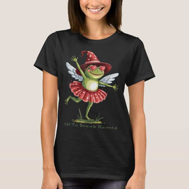 Off To Break Hearts Funny Frog Valentines Women Gi T-Shirt (Vorderseite)