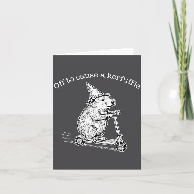 Off To Cause A Kerfuffle Funny Capybara Scooter Ch Karte (Vorderseite)