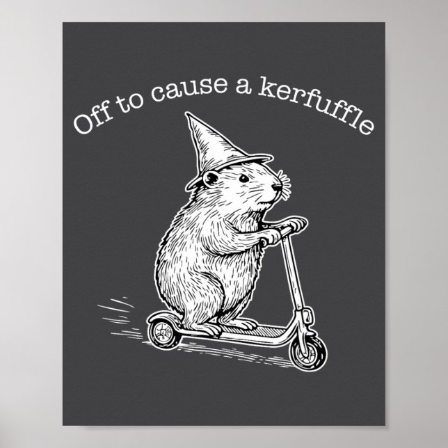Off To Cause A Kerfuffle Funny Capybara Scooter Ch Poster (Vorne)