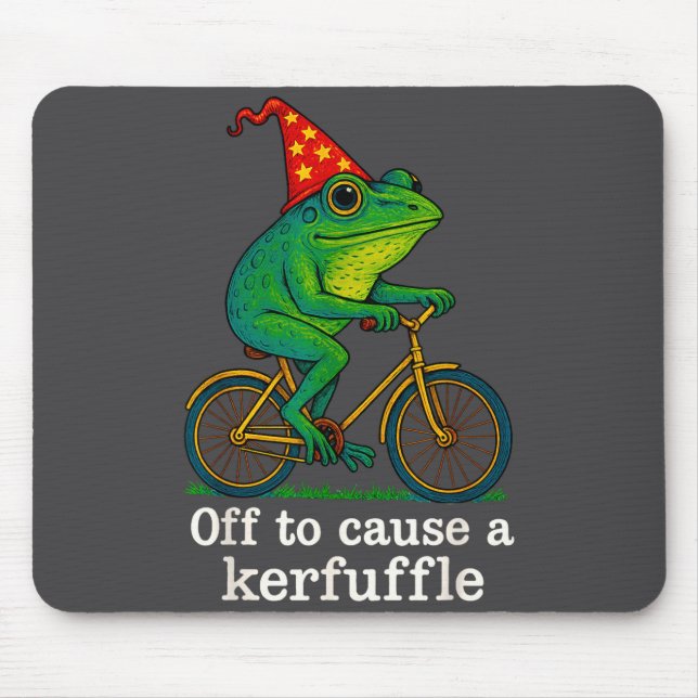 Off To Cause A Kerfuffle Funny Frog Wizard Bicycle Mousepad (Vorne)