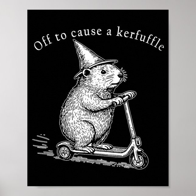Off To Cause A Kerfuffle Funny Groundhog Scooter _ Poster (Vorne)