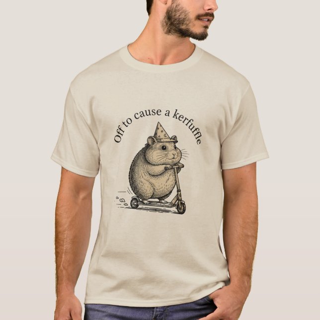 Off To Cause A Kerfuffle Funny Groundhog Scooter T-Shirt (Vorderseite)
