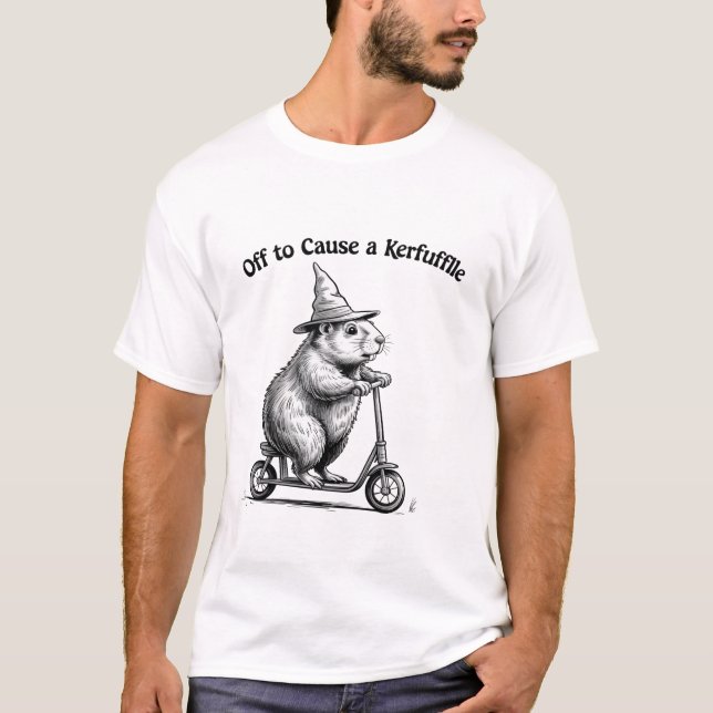 Off To Cause A Kerfuffle Funny Groundhog Scooter  T-Shirt (Vorderseite)