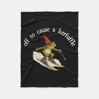 Off to Cause A Kerfuffle Funny Wizard Frog On Skis Fleecedecke