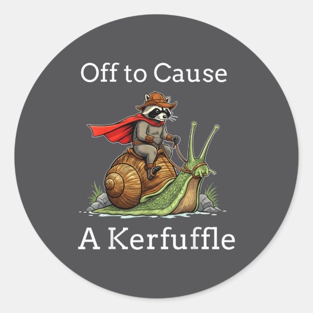 Off To Cause A Kerfuffle Raccoon Whimsical Wizard  Runder Aufkleber (Vorderseite)