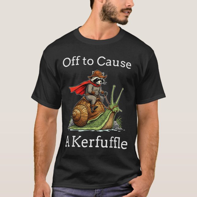 Off To Cause A Kerfuffle Raccoon Whimsical Wizard  T-Shirt (Vorderseite)