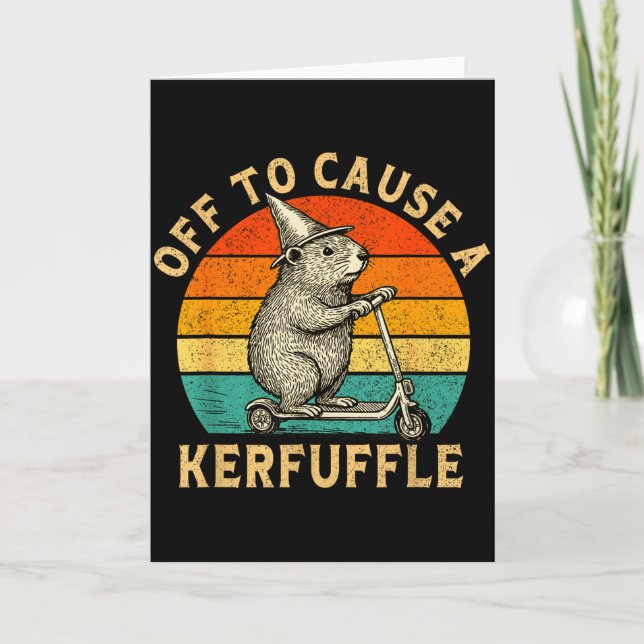 Off To Cause A Kerfuffle Silly Groundhog Scooter A Karte (Vorderseite)