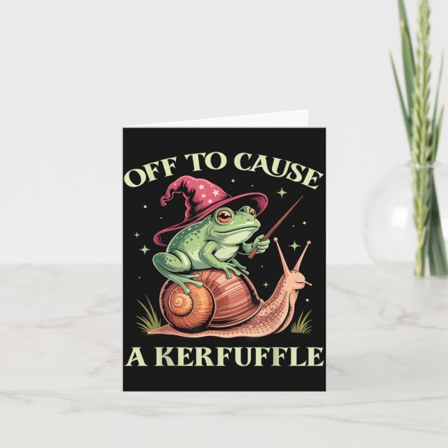 Off To Cause A Kerfuffle Whimsical Wizard Frog Mem Karte (Vorderseite)