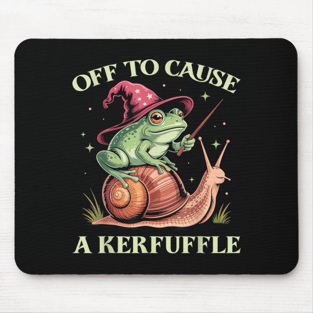 Off To Cause A Kerfuffle Whimsical Wizard Frog Mem Mousepad (Vorne)