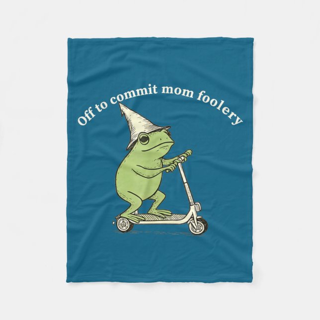 Off To Commit Mom Foolery Funny Frog Meme  Fleecedecke (Vorderseite)