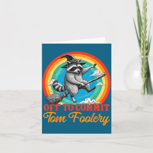 Off To Commit Tom Foolery Raccoon Funny Retro Desi Karte (Vorderseite)