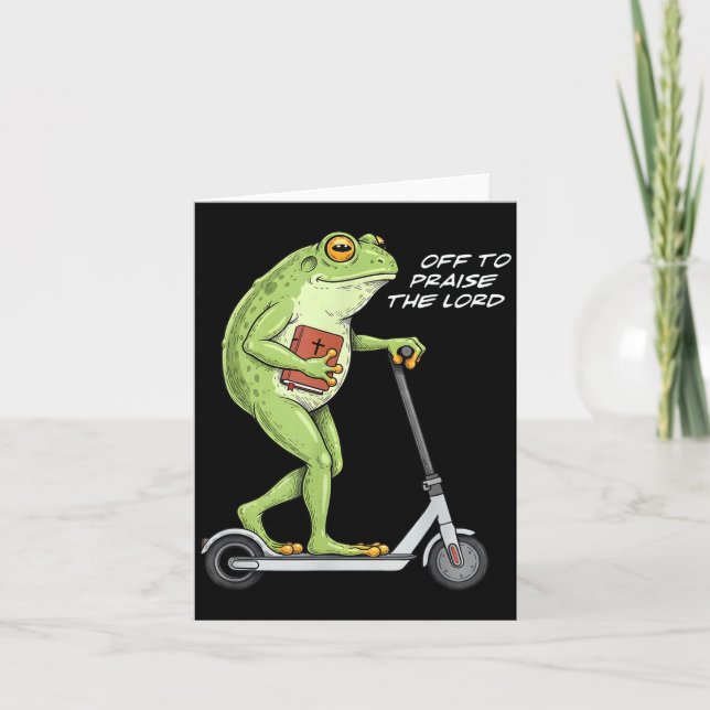 Off To Praise D Lord Funny Frog Christian Meme  Karte (Vorderseite)