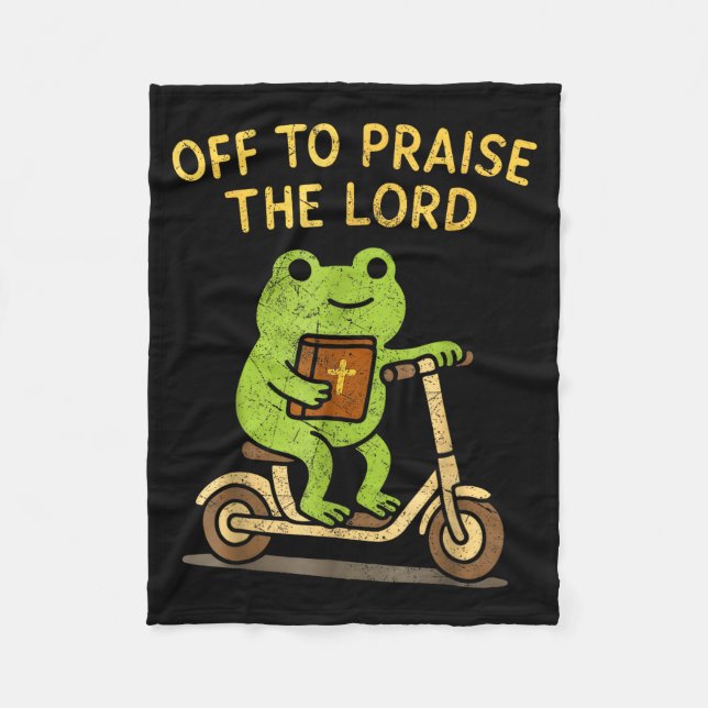 Off To Praise The Lord Frog Christian  Fleecedecke (Vorderseite)