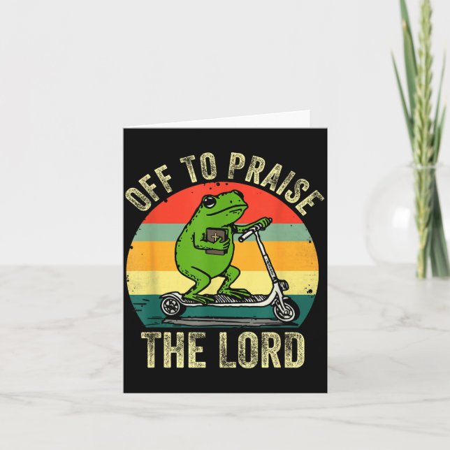 Off To Praise The Lord Funny Frog Bible Study Jesu Karte (Vorderseite)
