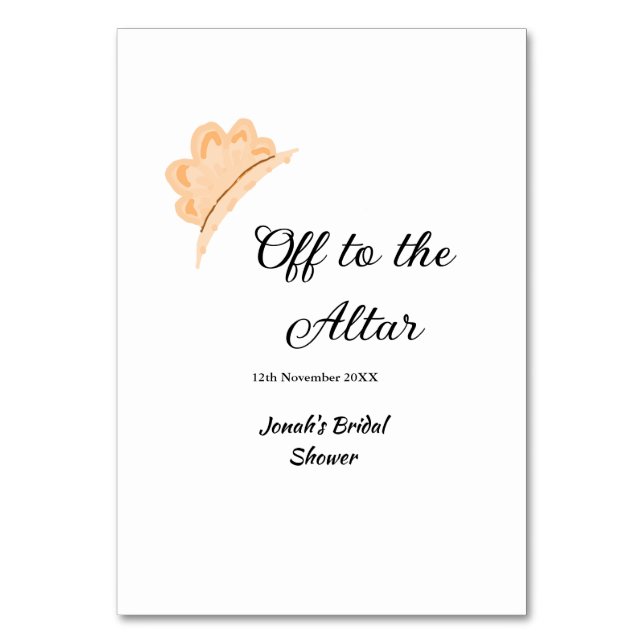 Off to the altar orange cap hat bridal shower name tischnummer (Vorderseite)