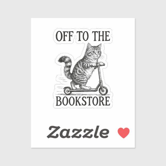 Off to The Bookstore Reading Bookworm Aufkleber (Blatt)
