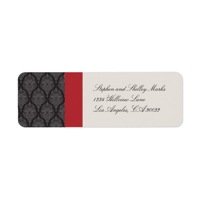 Off White and Black Damask Wedels Labels (Vorne)