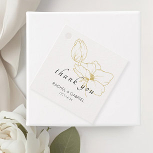 Off-White   Chic Modern Floral Wedding Geschenkanhänger