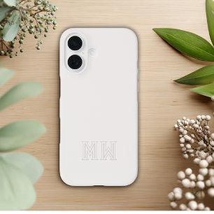 Off White Grau Initialen Monogramm Einfach Minimal iPhone 16 Hülle