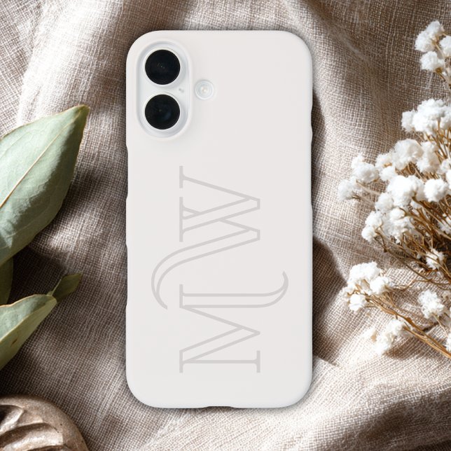 Off White Große Initialen Monogramm Einfach Minima Case-Mate iPhone Hülle (Von Creator hochgeladen)