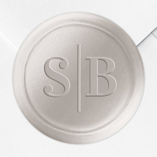 Off-White Ivory Wax Siegel Wedding Monogram Sticke Runder Aufkleber