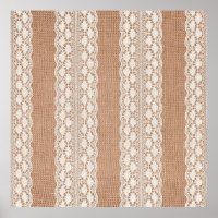 Off-White Lace auf Brown Burlap Texture