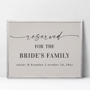 Off-White reserviert für Hochzeitsschild der Famil Poster