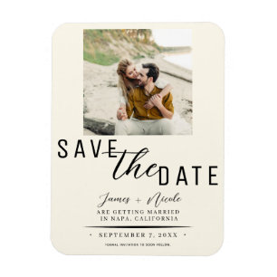 Off White Save-the-Date-Foto-Hochzeit Magnet