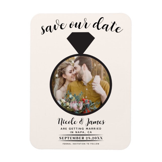Off White Wedring Foto Save the Date Magnet (Vertikal)